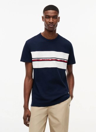 Tommy Jeans Lacivert Erkek Regular Fit Logo Baskılı T-Shirt DM0DM23245C1G TJM REG TAPE TEE, C1G