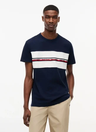 Tommy Jeans Lacivert Erkek Regular Fit Logo Baskılı T-Shirt DM0DM23245C1G TJM REG TAPE TEE, C1G