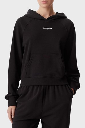 Tommy Hilfiger Logo İşlemeli Regular Fit Kapüşonlu Sweat Kadın SWEAT DW0DW22825 BDS SİYAH