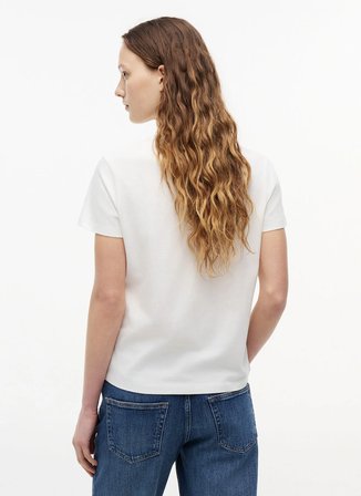 Tommy Jeans Beyaz Kadın Bisiklet Yaka Baskılı T-Shirt DW0DW22789YBL