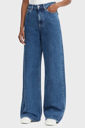 Tommy Jeans Pamuklu Wide Leg Fit Yüksek Bel Jean Kadın KOT PANTOLON DW0DW23069 1A5 MAVİ