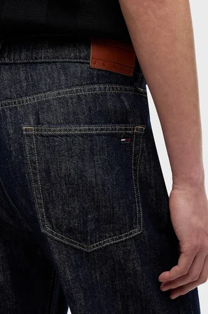 Tommy Jeans Pamuklu Staright Fit Normal Bel Düz Paça Jean Erkek KOT PANTOLON DM0DM23336 1BK MAVİ