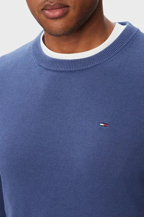 Tommy Jeans Pamuklu Regular Fit Bisiklet Yaka Kazak Erkek KAZAK DM0DM22853 C6Q MAVİ