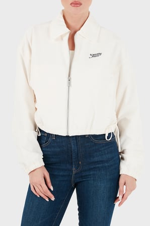 Tommy Jeans Dokulu Fermuarlı Crop Mont Kadın MONT DW0DW22912 YBH BEYAZ