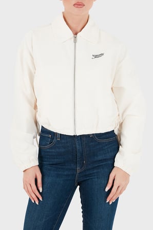 Tommy Jeans Dokulu Fermuarlı Crop Mont Kadın MONT DW0DW22912 YBH BEYAZ