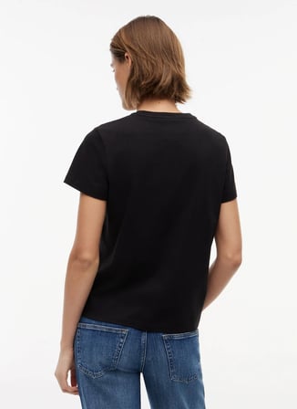 Tommy Jeans Siyah Kadın Bisiklet Yaka Baskılı T-Shirt DW0DW22789BDS