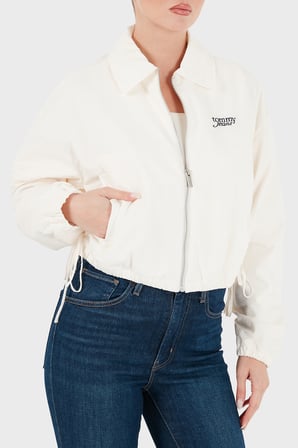 Tommy Jeans Dokulu Fermuarlı Crop Mont Kadın MONT DW0DW22912 YBH BEYAZ