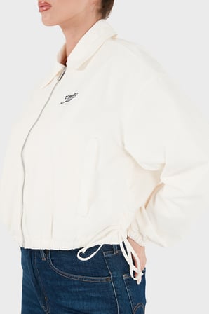 Tommy Jeans Dokulu Fermuarlı Crop Mont Kadın MONT DW0DW22912 YBH BEYAZ