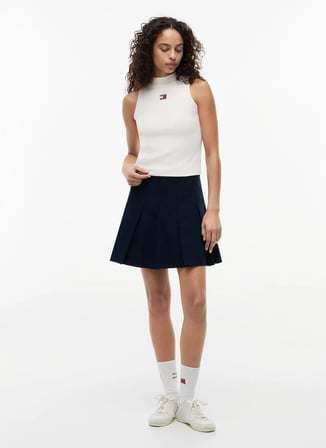 Tommy Jeans Beyaz Kadın Bisilet Yaka Nakışlı T-Shirt DW0DW23478YBH