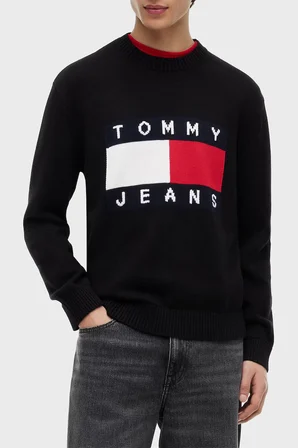 Tommy Jeans Pamuklu Logolu Regular Fit Kazak Erkek KAZAK DM0DM23413 BDS SİYAH