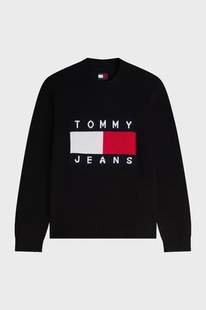 Tommy Jeans Pamuklu Logolu Regular Fit Kazak Erkek KAZAK DM0DM23413 BDS SİYAH