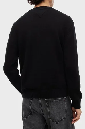 Tommy Jeans Pamuklu Logolu Regular Fit Kazak Erkek KAZAK DM0DM23413 BDS SİYAH