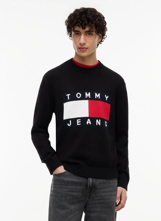 Tommy Jeans Siyah Erkek Kazak DM0DM23413BDS TJM REG FLAG SWEATER