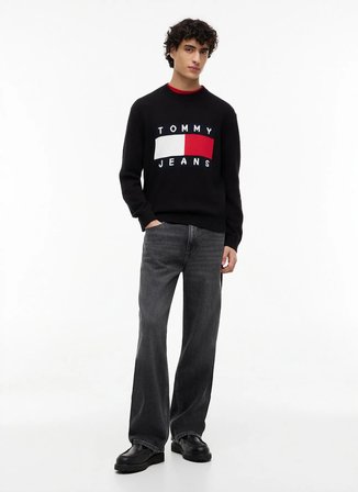 Tommy Jeans Siyah Erkek Kazak DM0DM23413BDS TJM REG FLAG SWEATER