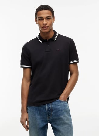 Tommy Jeans Siyah Erkek Polo T-Shirt DM0DM22700BDS TJM REG TIPPED POLO