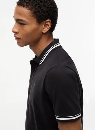 Tommy Jeans Siyah Erkek Polo T-Shirt DM0DM22700BDS TJM REG TIPPED POLO