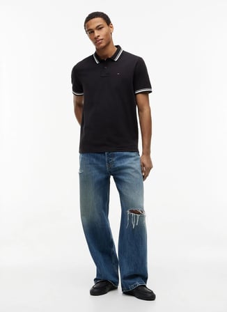 Tommy Jeans Siyah Erkek Polo T-Shirt DM0DM22700BDS TJM REG TIPPED POLO