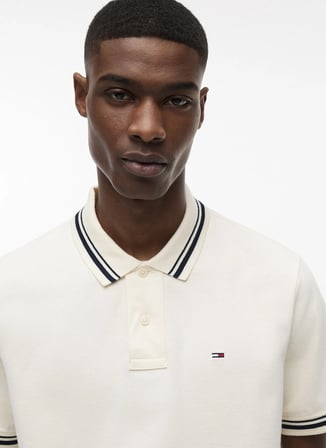 Tommy Jeans Bej Erkek Polo T-Shirt DM0DM22700AEF TJM REG TIPPED POLO