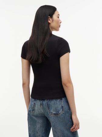 TOMMY HILFIGER Kadın Marka Logolu Günlük Kullanıma Uygun Siyah T-Shirt DW0DW22809 BDS