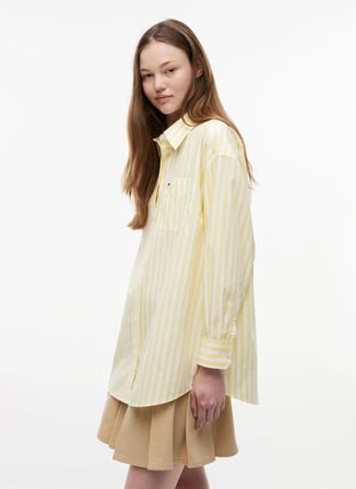 Tommy Jeans Sarı Kadın Çizgili Gömlek DW0DW229360FP