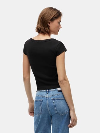 TOMMY HILFIGER Kadın Marka Logolu Günlük Kullanıma Uygun Siyah T-Shirt DW0DW22793 BDS