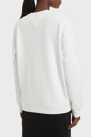 Tommy Hilfiger Logolu Pamuklu Regular Fit Bisiklet Yaka Sweat Kadın SWEAT DW0DW22829 YBL BEYAZ