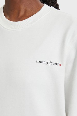 Tommy Hilfiger Logolu Pamuklu Regular Fit Bisiklet Yaka Sweat Kadın SWEAT DW0DW22829 YBL BEYAZ