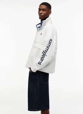 Tommy Jeans Bej Erkek Dik Yaka Oversized Logo Baskılı Mont DM0DM23225YBL TJM HERITAGE SAILING