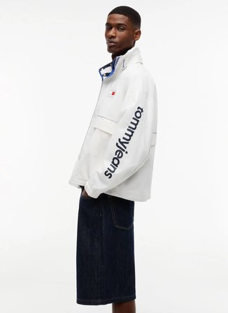 Tommy Jeans Bej Erkek Dik Yaka Oversized Logo Baskılı Mont DM0DM23225YBL TJM HERITAGE SAILING
