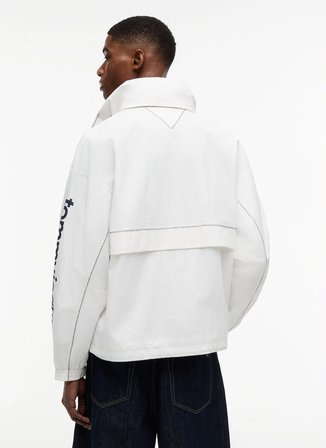 Tommy Jeans Bej Erkek Dik Yaka Oversized Logo Baskılı Mont DM0DM23225YBL TJM HERITAGE SAILING