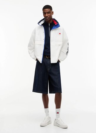 Tommy Jeans Bej Erkek Dik Yaka Oversized Logo Baskılı Mont DM0DM23225YBL TJM HERITAGE SAILING