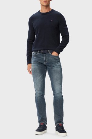 Tommy Jeans Pamuk Slim Fit Normal Bel Dar Paça Jean Erkek KOT PANTOLON DM0DM23346 1DA GRİ