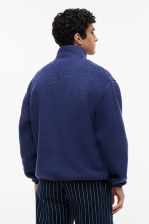 TJM RLX BADGE ZIP-THRU TEDDY EXT Erkek Mavi Sweatshirt - DM0DM22345
