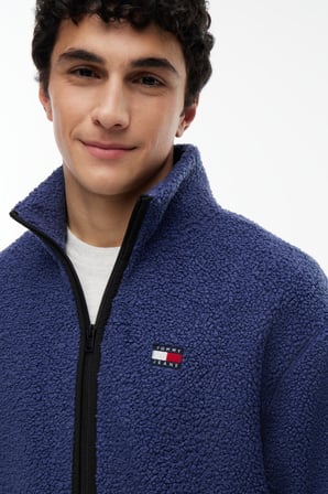 TJM RLX BADGE ZIP-THRU TEDDY EXT Erkek Mavi Sweatshirt - DM0DM22345