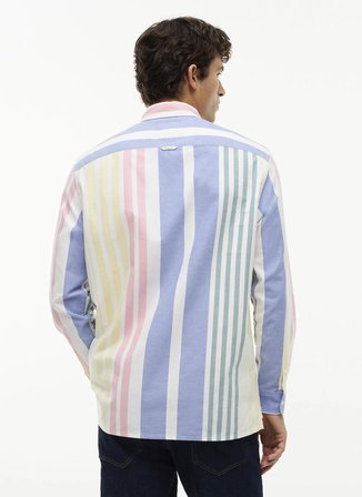 Tommy Jeans Mavi Erkek Relaxed Çizgili Gömlek DM0DM23246YBL TJM OXFORD FUN STRIP