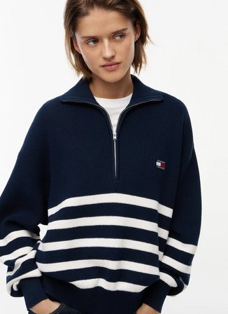 Tommy Jeans Lacivert Kadın Çizgili Kazak DW0DW229280A9