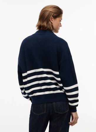 Tommy Jeans Lacivert Kadın Çizgili Kazak DW0DW229280A9
