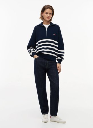 Tommy Jeans Lacivert Kadın Çizgili Kazak DW0DW229280A9