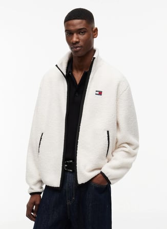 Tommy Jeans Bej Erkek Sweatmont DM0DM22345AEF TJM RLX BADGE ZIP-TH