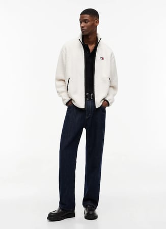 Tommy Jeans Bej Erkek Sweatmont DM0DM22345AEF TJM RLX BADGE ZIP-TH