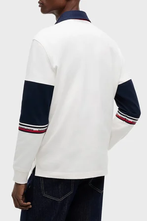 Tommy Jeans Renk Bloklu Pamuklu Relaxed Fit Düğmeli Polo Yaka Sweat Erkek POLO YAKA SWEAT DM0DM23161 YBH BEYAZ