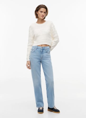 Tommy Jeans Beyaz Kadın Bisilet Yaka Kazak DW0DW22921YBH