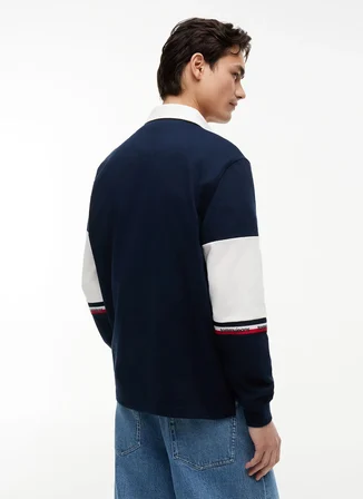 Tommy Jeans Lacivert Erkek Relaxed Çizgili Polo T-Shirt DM0DM23161C1G TJM RLX CBLOCK RUGBY
