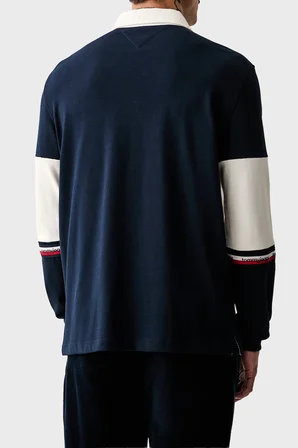 Tommy Jeans Renk Bloklu Pamuklu Relaxed Fit Düğmeli Polo Yaka Sweat Erkek POLO YAKA SWEAT DM0DM23161 C1G LACİVERT