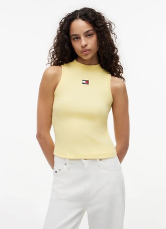 Tommy Jeans Sarı Kadın Nakışlı T-Shirt DW0DW23478ZF0