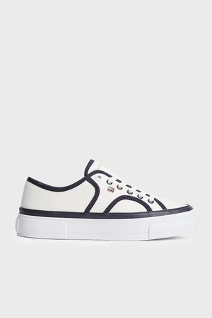 Tommy Hilfiger Platform Kanvas Sneaker Ayakkabı Kadın AYAKKABI FW0FW09394 0G7 EKRU