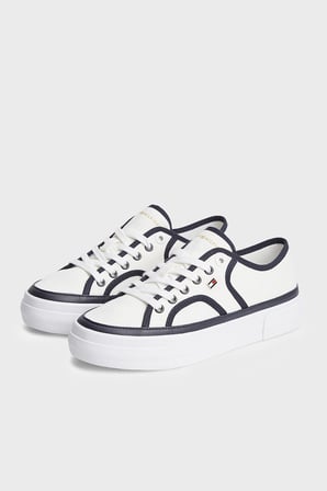 Tommy Hilfiger Platform Kanvas Sneaker Ayakkabı Kadın AYAKKABI FW0FW09394 0G7 EKRU