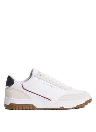 Tommy Hilfiger Beyaz Erkek Sneaker TH BASKET CORE LEATHER SUEDE MIX