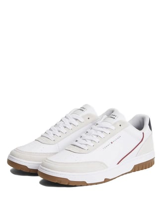 Tommy Hilfiger Beyaz Erkek Sneaker TH BASKET CORE LEATHER SUEDE MIX