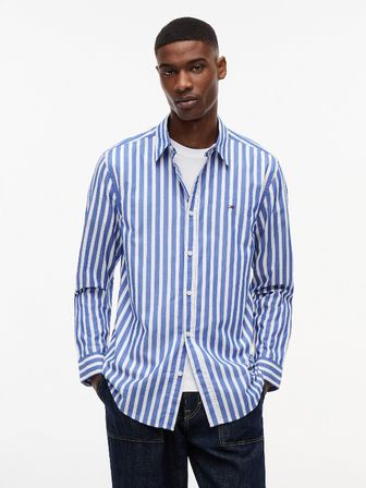 TJM REG POPLIN PATTERN SHIRT Erkek Mavi Gömlek - DM0DM23414